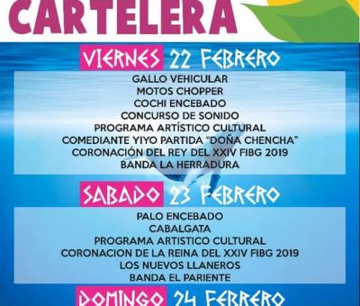 Cartelera oficial del festival de la ballena 2019 en San Carlos
